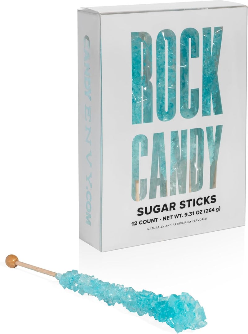 Candy Envy Light Blue Rock Candy Sugar Sticks - Cotton Candy Flavor - Image 1